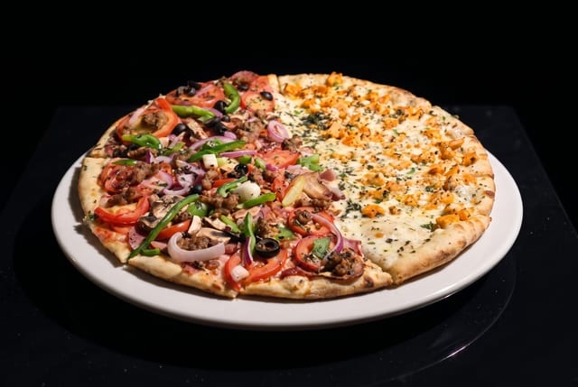 10 in 1/2 and 1/2 Pizza.